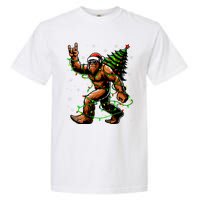 Santa Bigfoot Christmas Tree Xmas Lights Funny Sasquatch Garment-Dyed Heavyweight T-Shirt