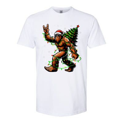 Santa Bigfoot Christmas Tree Xmas Lights Funny Sasquatch Softstyle CVC T-Shirt