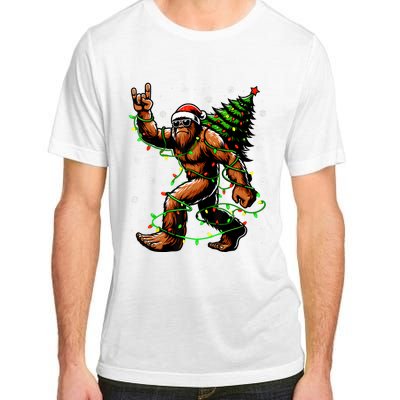 Santa Bigfoot Christmas Tree Xmas Lights Funny Sasquatch Adult ChromaSoft Performance T-Shirt