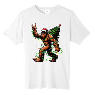 Santa Bigfoot Christmas Tree Xmas Lights Funny Sasquatch Tall Fusion ChromaSoft Performance T-Shirt