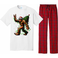 Santa Bigfoot Christmas Tree Xmas Lights Funny Sasquatch Pajama Set