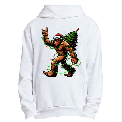 Santa Bigfoot Christmas Tree Xmas Lights Funny Sasquatch Urban Pullover Hoodie