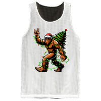 Santa Bigfoot Christmas Tree Xmas Lights Funny Sasquatch Mesh Reversible Basketball Jersey Tank