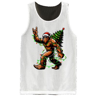 Santa Bigfoot Christmas Tree Xmas Lights Funny Sasquatch Mesh Reversible Basketball Jersey Tank