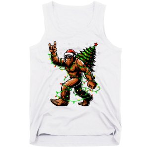 Santa Bigfoot Christmas Tree Xmas Lights Funny Sasquatch Tank Top