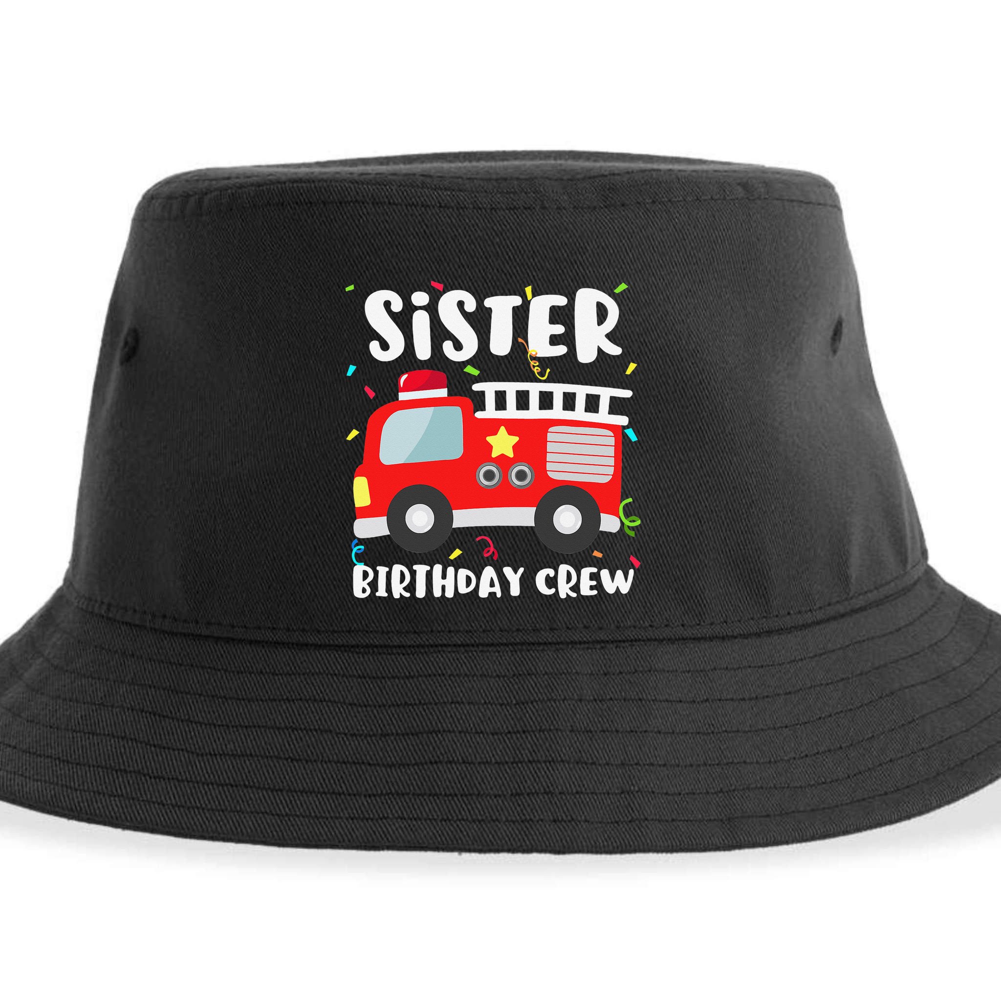 Sister Birthday Crew Fire Truck Party Firefighter Sustainable Bucket Hat