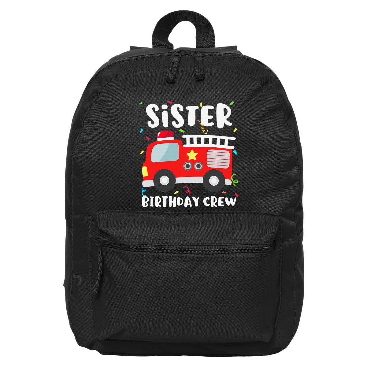 Sister Birthday Crew Fire Truck Party Firefighter 16 in Basic Backpack