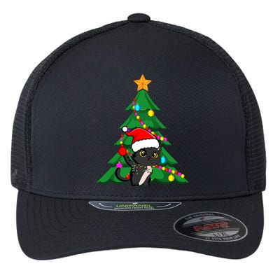 Santa Black Cat Christmas Light Cat Love Xmas Cool Gift Flexfit Unipanel Trucker Cap