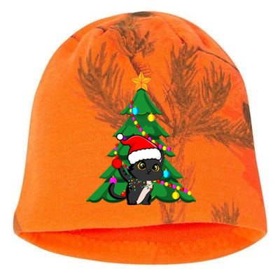 Santa Black Cat Christmas Light Cat Love Xmas Cool Gift Kati - Camo Knit Beanie