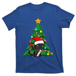 Santa Black Cat Christmas Light Cat Love Xmas Cool Gift T-Shirt