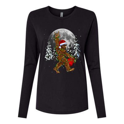 Santa Bigfoot Christmas Lights Rock Funny Sasquatch Believe Womens Cotton Relaxed Long Sleeve T-Shirt