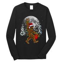 Santa Bigfoot Christmas Lights Rock Funny Sasquatch Believe Long Sleeve Shirt