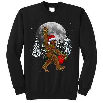 Santa Bigfoot Christmas Lights Rock Funny Sasquatch Believe Sweatshirt