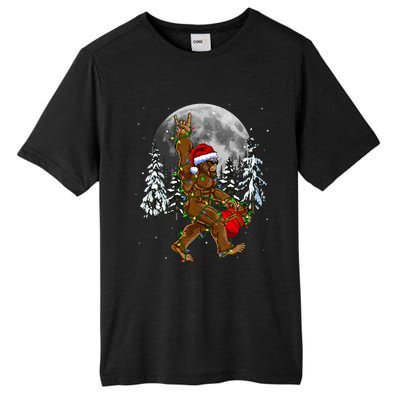 Santa Bigfoot Christmas Lights Rock Funny Sasquatch Believe Tall Fusion ChromaSoft Performance T-Shirt