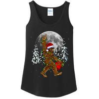 Santa Bigfoot Christmas Lights Rock Funny Sasquatch Believe Ladies Essential Tank