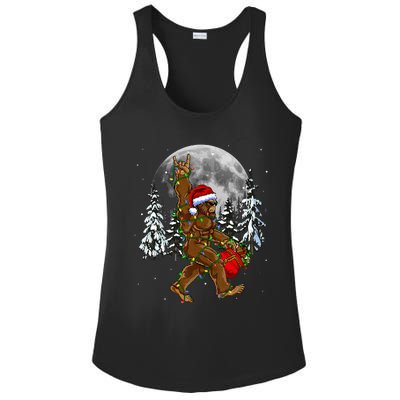 Santa Bigfoot Christmas Lights Rock Funny Sasquatch Believe Ladies PosiCharge Competitor Racerback Tank