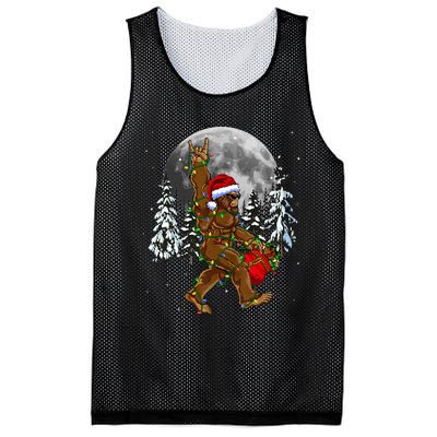 Santa Bigfoot Christmas Lights Rock Funny Sasquatch Believe Mesh Reversible Basketball Jersey Tank