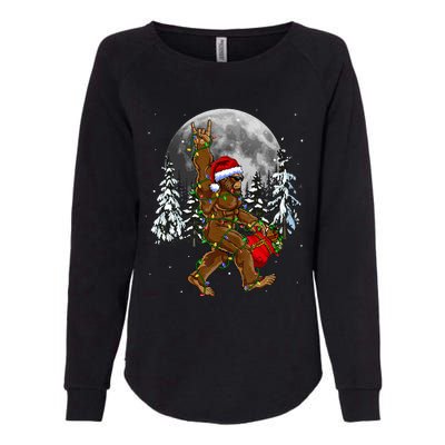 Santa Bigfoot Christmas Lights Rock Funny Sasquatch Believe Womens California Wash Sweatshirt