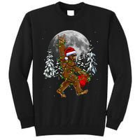 Santa Bigfoot Christmas Lights Rock Funny Sasquatch Believe Tall Sweatshirt