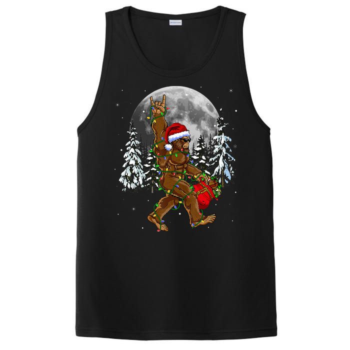 Santa Bigfoot Christmas Lights Rock Funny Sasquatch Believe PosiCharge Competitor Tank