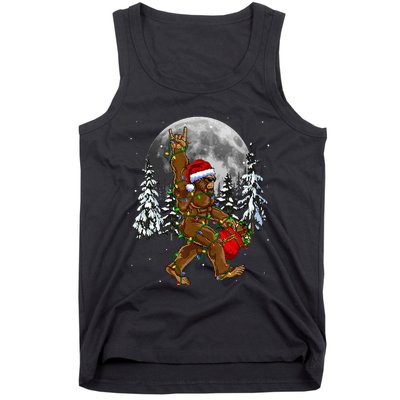 Santa Bigfoot Christmas Lights Rock Funny Sasquatch Believe Tank Top