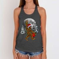 Santa Bigfoot Christmas Lights Rock Funny Sasquatch Believe Women's Knotted Racerback Tank