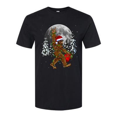 Santa Bigfoot Christmas Lights Rock Funny Sasquatch Believe Softstyle CVC T-Shirt