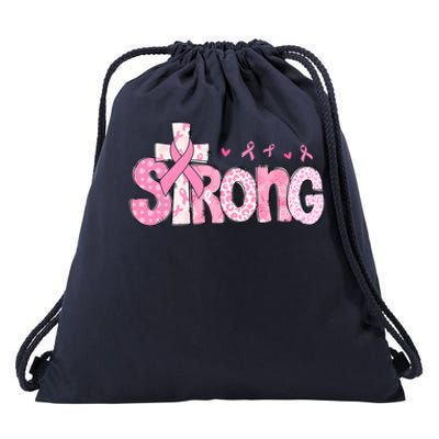 Strong Breast Cancer Awareness Month Drawstring Bag