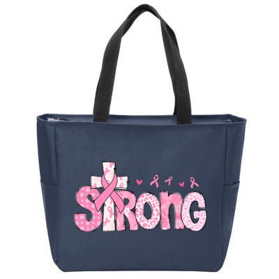 Strong Breast Cancer Awareness Month Zip Tote Bag