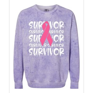 Support Breast Cancer Awareness Pink Survivor Colorblast Crewneck Sweatshirt