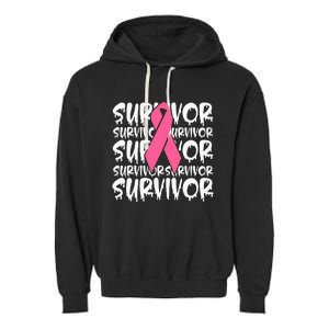 Support Breast Cancer Awareness Pink Survivor Garment-Dyed Fleece Hoodie