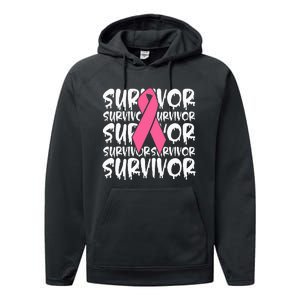 Support Breast Cancer Awareness Pink Survivor Performance Fleece Hoodie