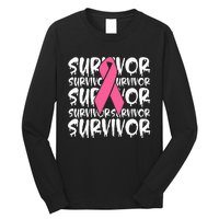 Support Breast Cancer Awareness Pink Survivor Long Sleeve Shirt