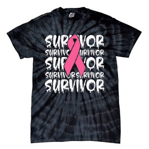 Support Breast Cancer Awareness Pink Survivor Tie-Dye T-Shirt