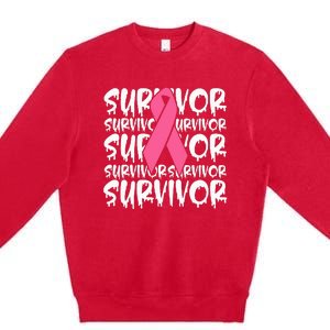 Support Breast Cancer Awareness Pink Survivor Premium Crewneck Sweatshirt