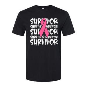 Support Breast Cancer Awareness Pink Survivor Softstyle CVC T-Shirt