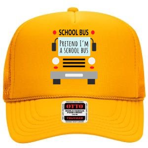 School Bus Costume Funny Halloween High Crown Mesh Back Trucker Hat