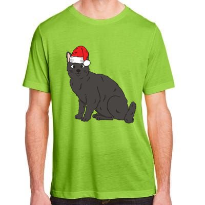 Santa Black Cat Winter Christmas Cat Mom Holiday Gift Adult ChromaSoft Performance T-Shirt