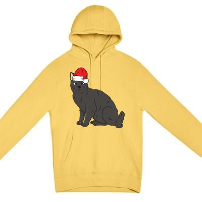 Santa Black Cat Winter Christmas Cat Mom Holiday Gift Premium Pullover Hoodie