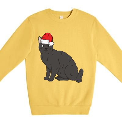 Santa Black Cat Winter Christmas Cat Mom Holiday Gift Premium Crewneck Sweatshirt