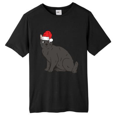 Santa Black Cat Winter Christmas Cat Mom Holiday Gift Tall Fusion ChromaSoft Performance T-Shirt