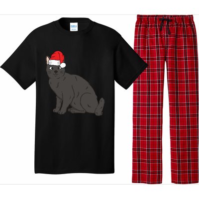 Santa Black Cat Winter Christmas Cat Mom Holiday Gift Pajama Set