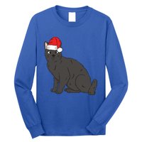 Santa Black Cat Winter Christmas Cat Mom Holiday Gift Long Sleeve Shirt