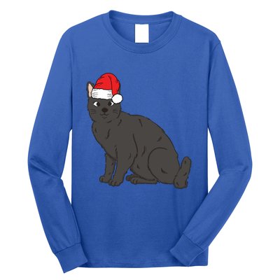 Santa Black Cat Winter Christmas Cat Mom Holiday Gift Long Sleeve Shirt