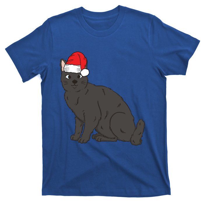 Santa Black Cat Winter Christmas Cat Mom Holiday Gift T-Shirt