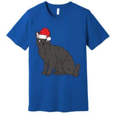 Santa Black Cat Winter Christmas Cat Mom Holiday Gift Premium T-Shirt