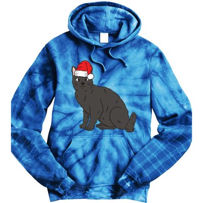 Santa Black Cat Winter Christmas Cat Mom Holiday Gift Tie Dye Hoodie