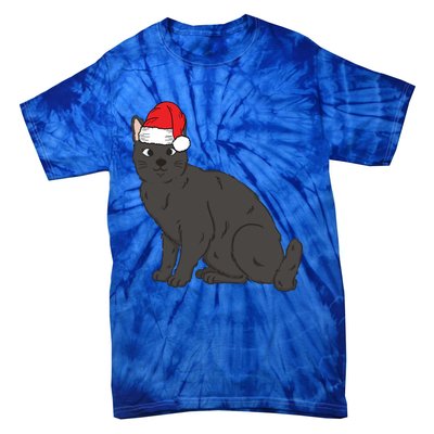 Santa Black Cat Winter Christmas Cat Mom Holiday Gift Tie-Dye T-Shirt