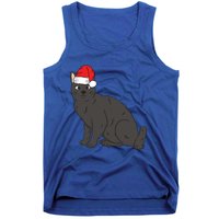 Santa Black Cat Winter Christmas Cat Mom Holiday Gift Tank Top