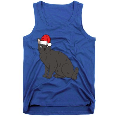 Santa Black Cat Winter Christmas Cat Mom Holiday Gift Tank Top